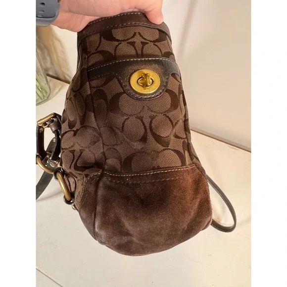 Coach Hampton Signature Carryall Brown Jacquard Vintage Leather Tote Bag 10384 - Picture 5 of 10